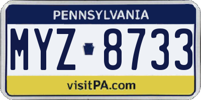 PA license plate MYZ8733