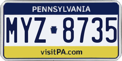 PA license plate MYZ8735