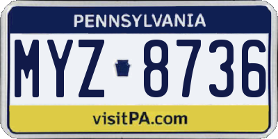 PA license plate MYZ8736