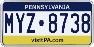 PA license plate MYZ8738