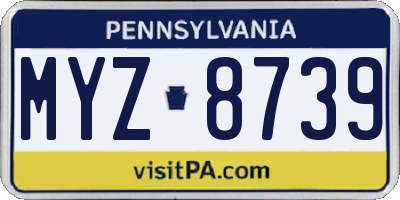 PA license plate MYZ8739
