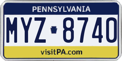 PA license plate MYZ8740