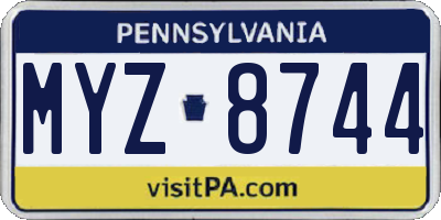 PA license plate MYZ8744