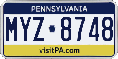 PA license plate MYZ8748