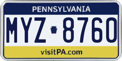 PA license plate MYZ8760