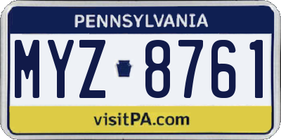 PA license plate MYZ8761