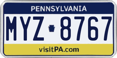 PA license plate MYZ8767
