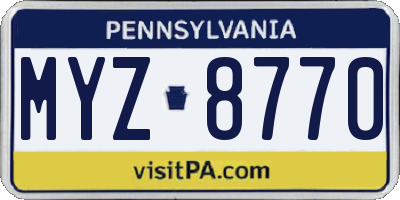 PA license plate MYZ8770