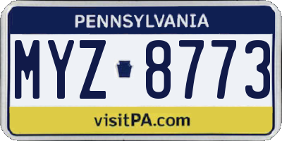 PA license plate MYZ8773