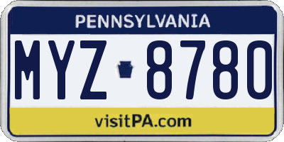 PA license plate MYZ8780