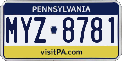 PA license plate MYZ8781