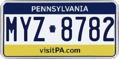 PA license plate MYZ8782