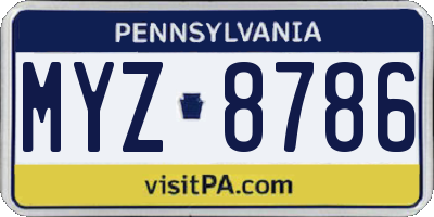 PA license plate MYZ8786