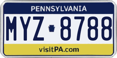 PA license plate MYZ8788