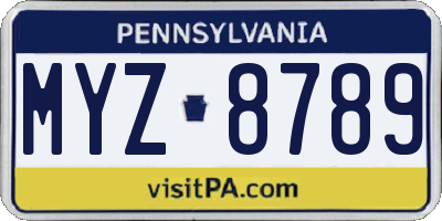 PA license plate MYZ8789