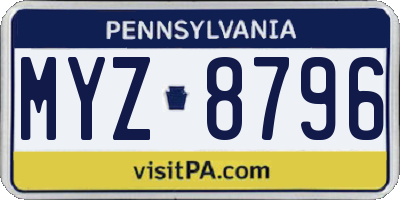 PA license plate MYZ8796