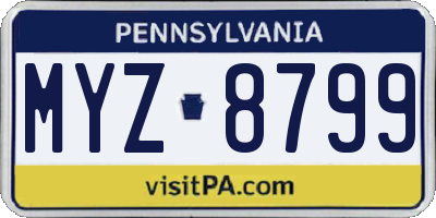 PA license plate MYZ8799