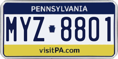 PA license plate MYZ8801