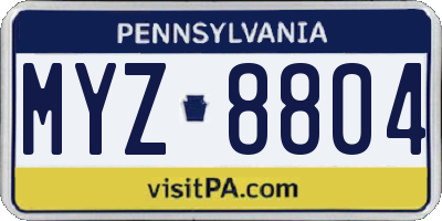 PA license plate MYZ8804