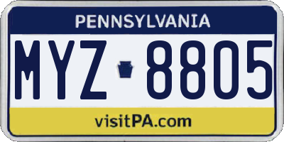 PA license plate MYZ8805