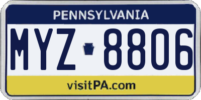PA license plate MYZ8806