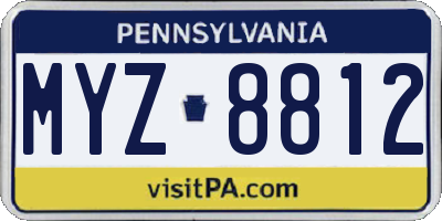 PA license plate MYZ8812