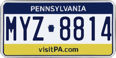PA license plate MYZ8814