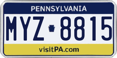 PA license plate MYZ8815