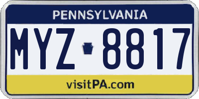 PA license plate MYZ8817