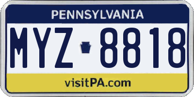 PA license plate MYZ8818