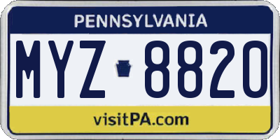 PA license plate MYZ8820