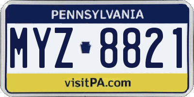 PA license plate MYZ8821