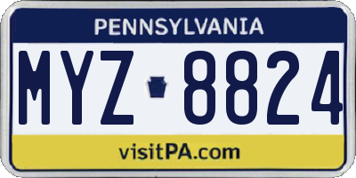 PA license plate MYZ8824