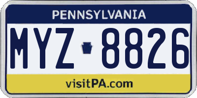PA license plate MYZ8826
