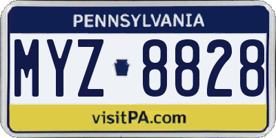 PA license plate MYZ8828