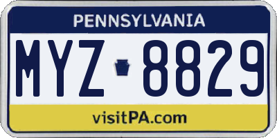 PA license plate MYZ8829