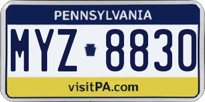 PA license plate MYZ8830