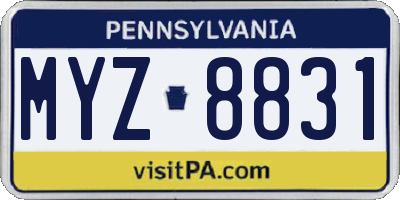 PA license plate MYZ8831