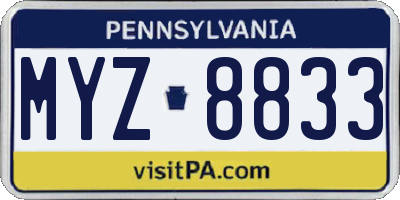 PA license plate MYZ8833