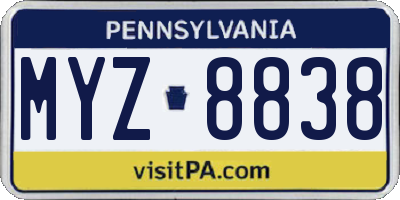 PA license plate MYZ8838