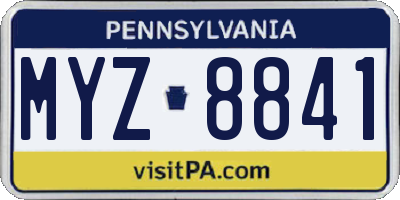 PA license plate MYZ8841