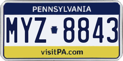 PA license plate MYZ8843