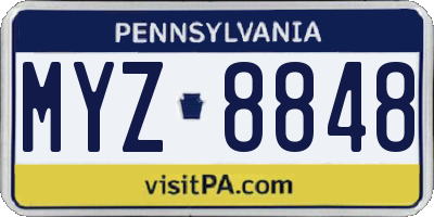 PA license plate MYZ8848