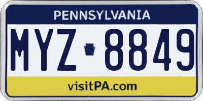 PA license plate MYZ8849