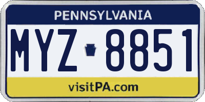 PA license plate MYZ8851