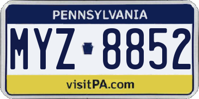 PA license plate MYZ8852