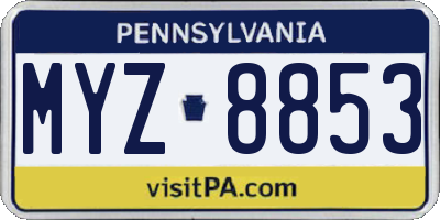 PA license plate MYZ8853
