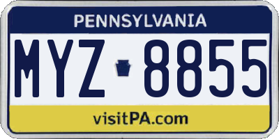 PA license plate MYZ8855
