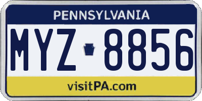PA license plate MYZ8856