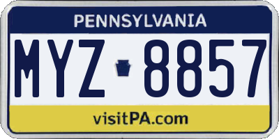 PA license plate MYZ8857